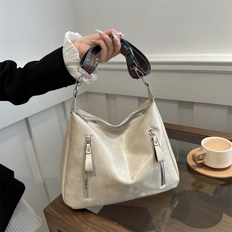 Women's Classic Style Solid Color Pu Leather Shopping Bags