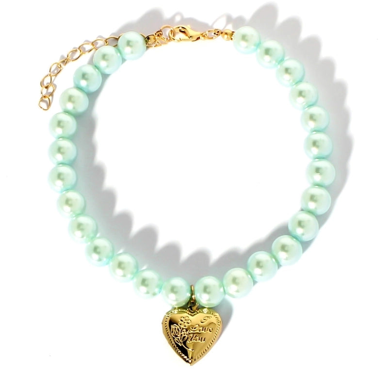 Ig Style Cute Plastic Heart Shape Beaded Pet Collar