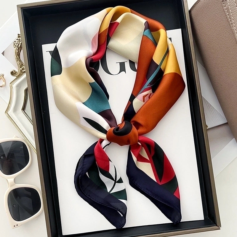 Women's Elegant Flower Polyester Printing Silk Scarf