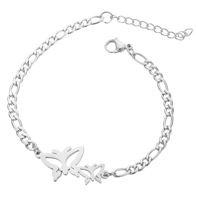 Women's Fashion Heart Butterfly Elephant Stainless Steel No Inlaid Bracelets Plating Stainless Steel Bracelets