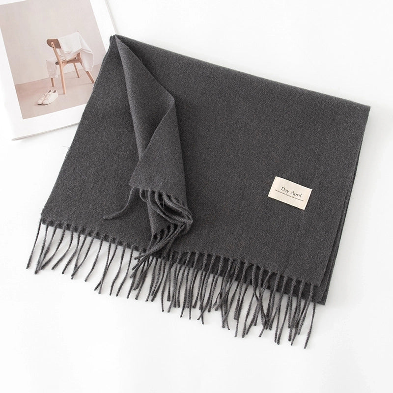 Women's Basic Solid Color Imitation Cashmere Tassel Scarf