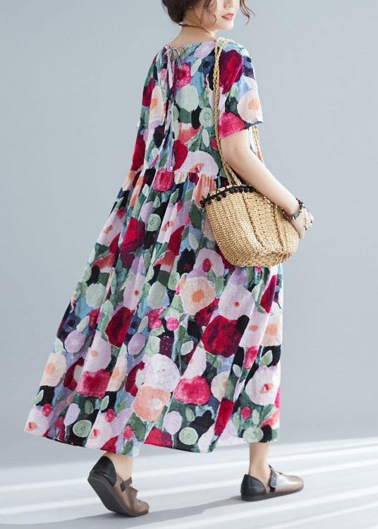 Style o neck cotton Tunic pattern floral Traveling Dresses summer