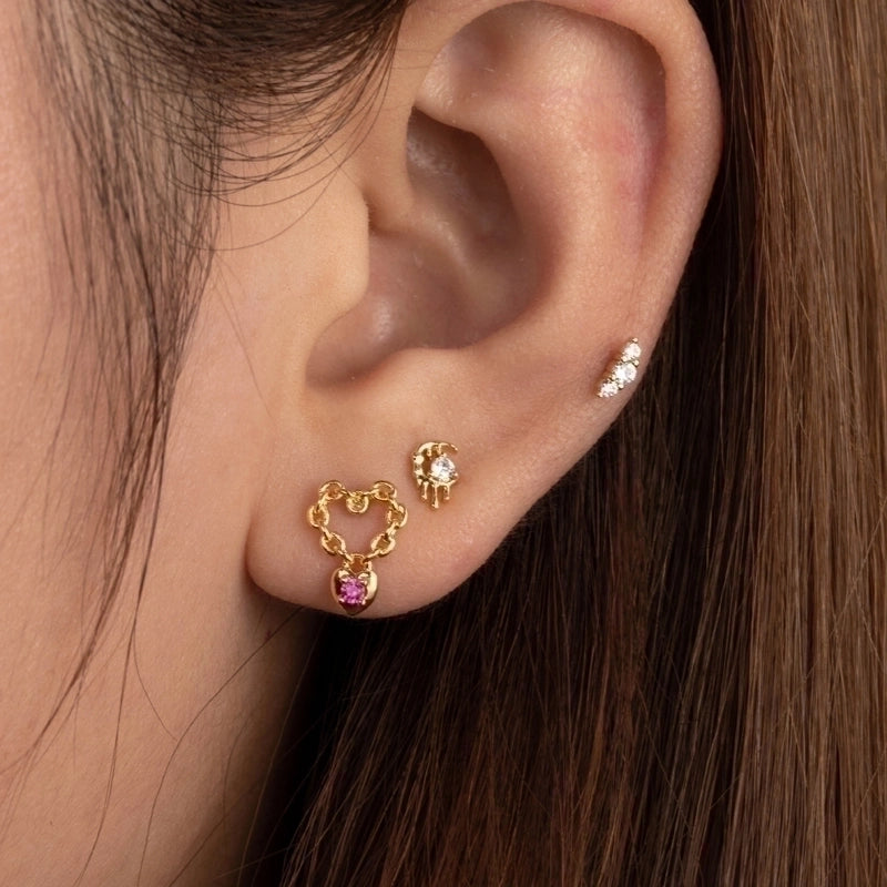 1 Piece Ear Cartilage Rings & Studs Sweet Heart Shape Flower 316L Stainless Steel  Copper Plating Inlay Zircon Ear Cartilage Rings & Studs