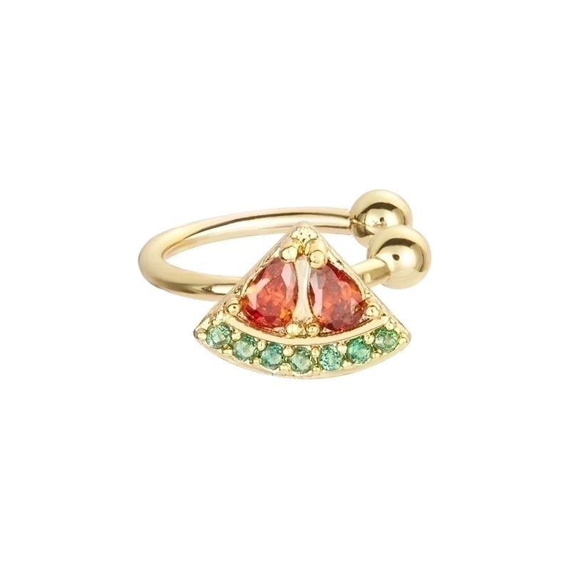 Color Zirconium Cherry Peach Tropical Fruit Ear Bone Clip Women