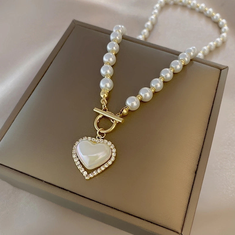 Fashion Flower Butterfly Titanium Steel Copper Pearl Plating Inlay Rhinestones Pendant Necklace 1 Piece