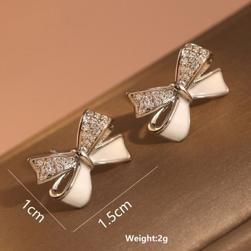 1 Pair Minimalist Leaf Moon Heart Shape Inlay Copper Zircon Drop Earrings Ear Studs