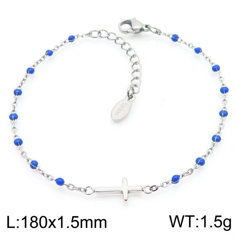Minimalist Classic Style Cross Titanium Steel 18K Gold Plated Bracelets In Bulk