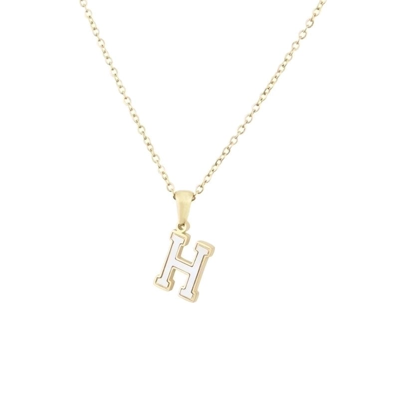 304 Stainless Steel Titanium Steel 18K Gold Plated Minimalist Plating Inlaid Shell Letter Shell