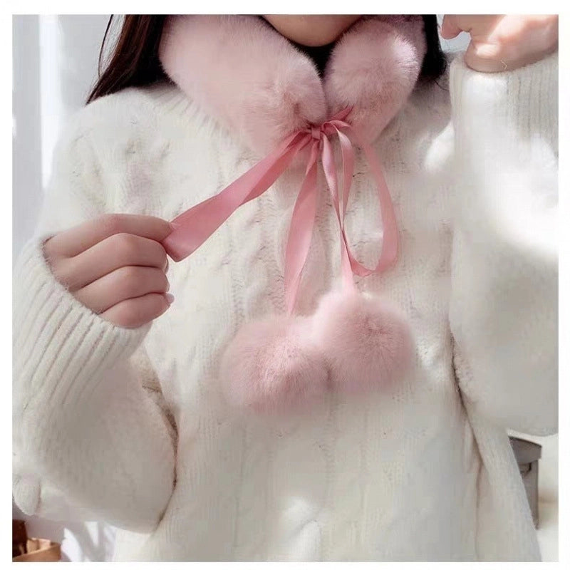 Women's Cute Solid Color Plush Scarf
