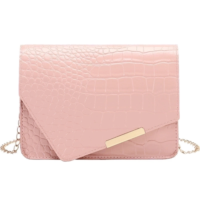 Women's Small Pu Leather Solid Color Crocodile Fashion Square Buckle Crossbody Bag