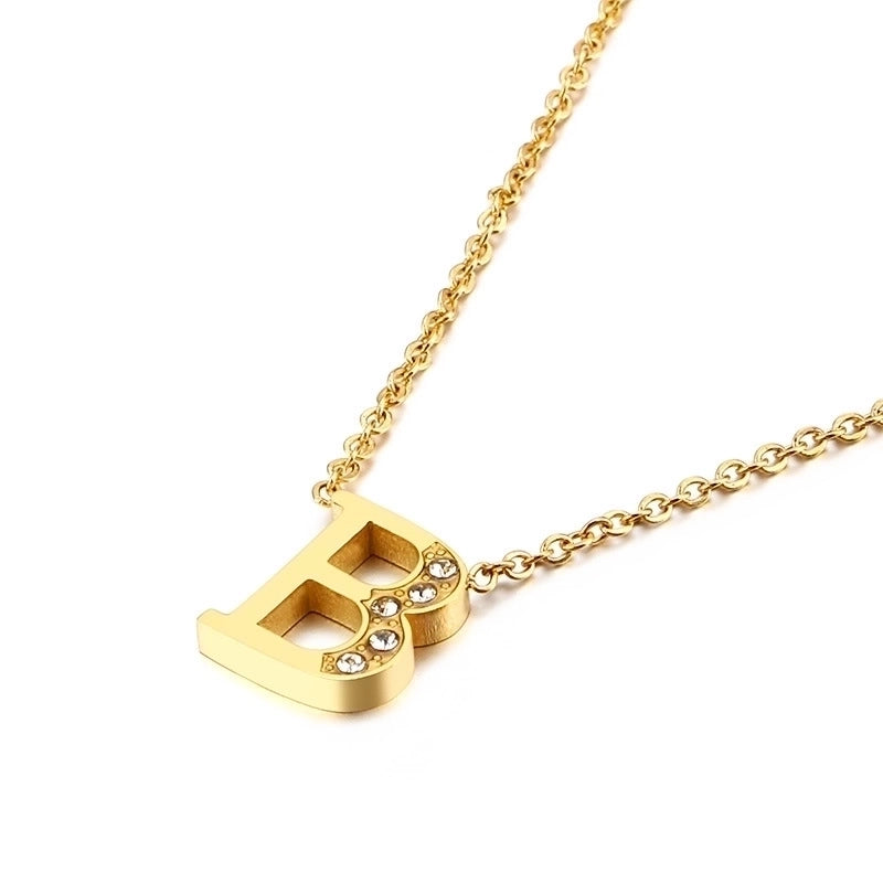 Letter Titanium Steel 18K Gold Plated Necklace