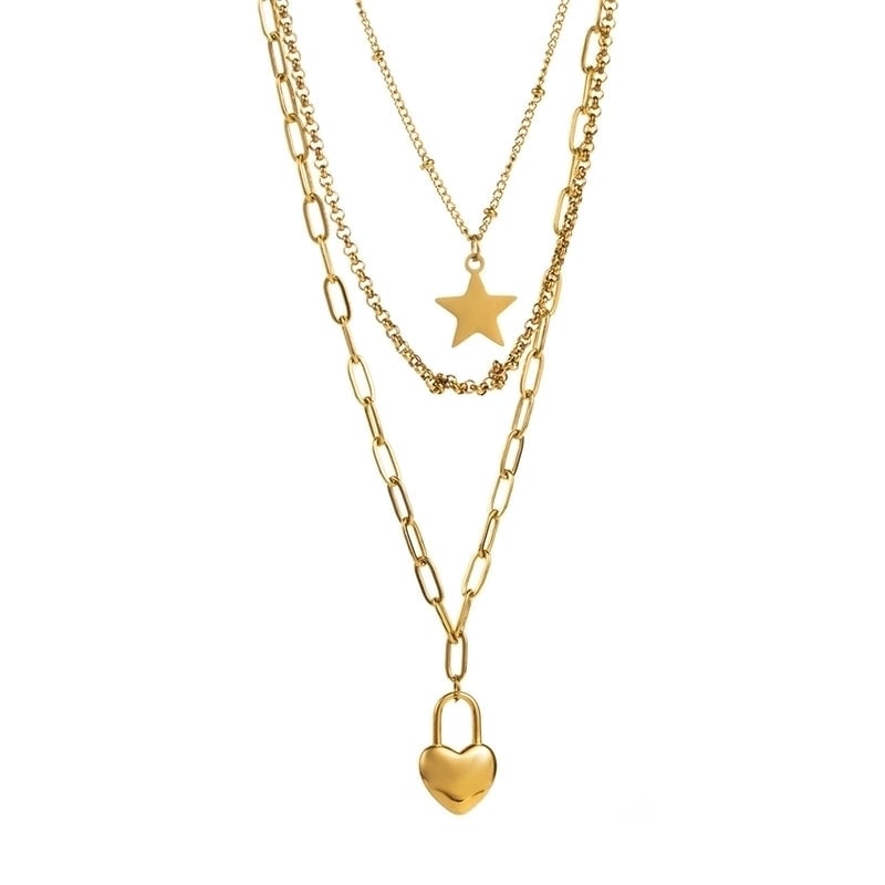 Modern Style Minimalist Solid Color 304 Stainless Steel Rhinestones Inlay Layered Necklaces