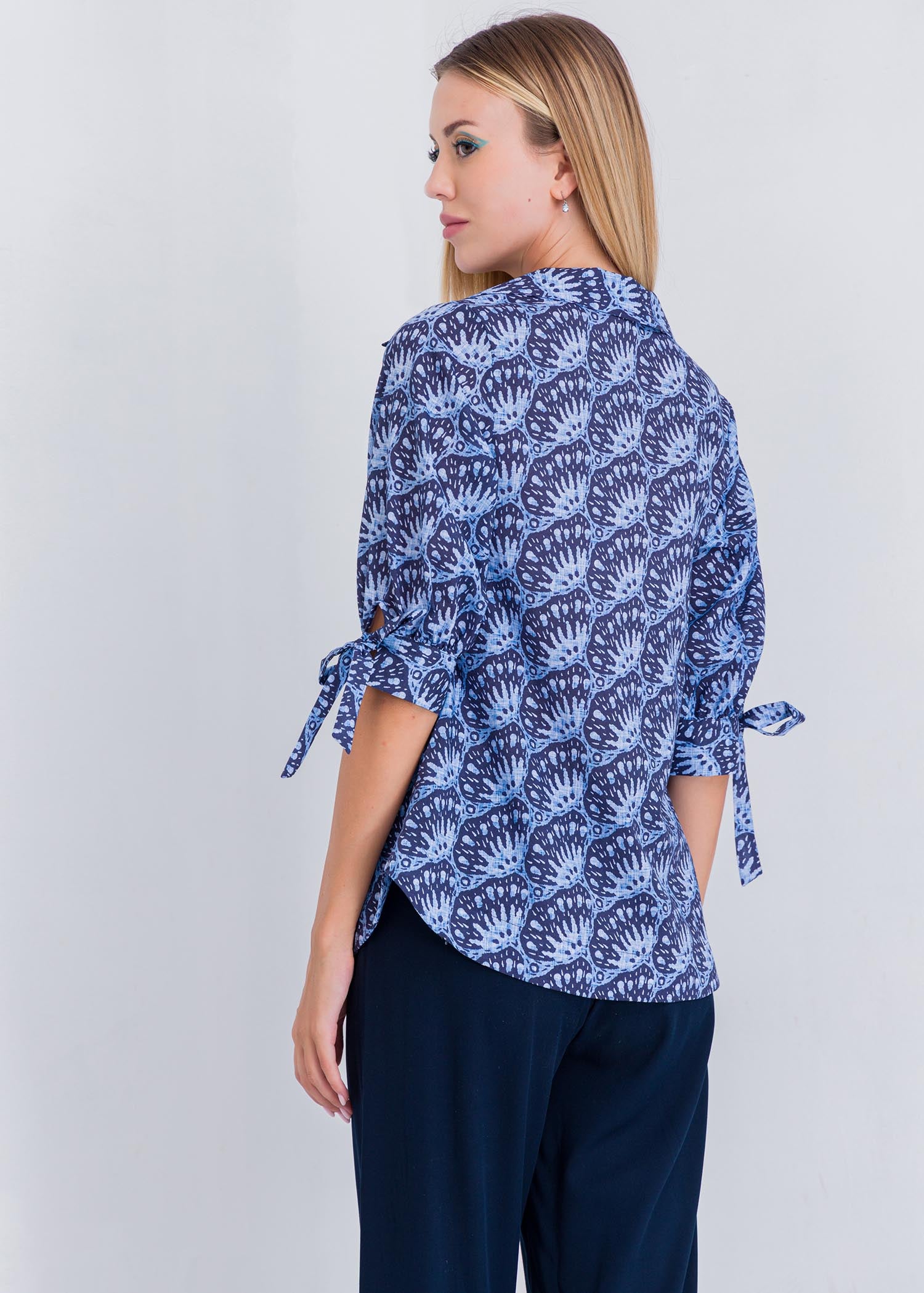 Printed Blouse With Ties