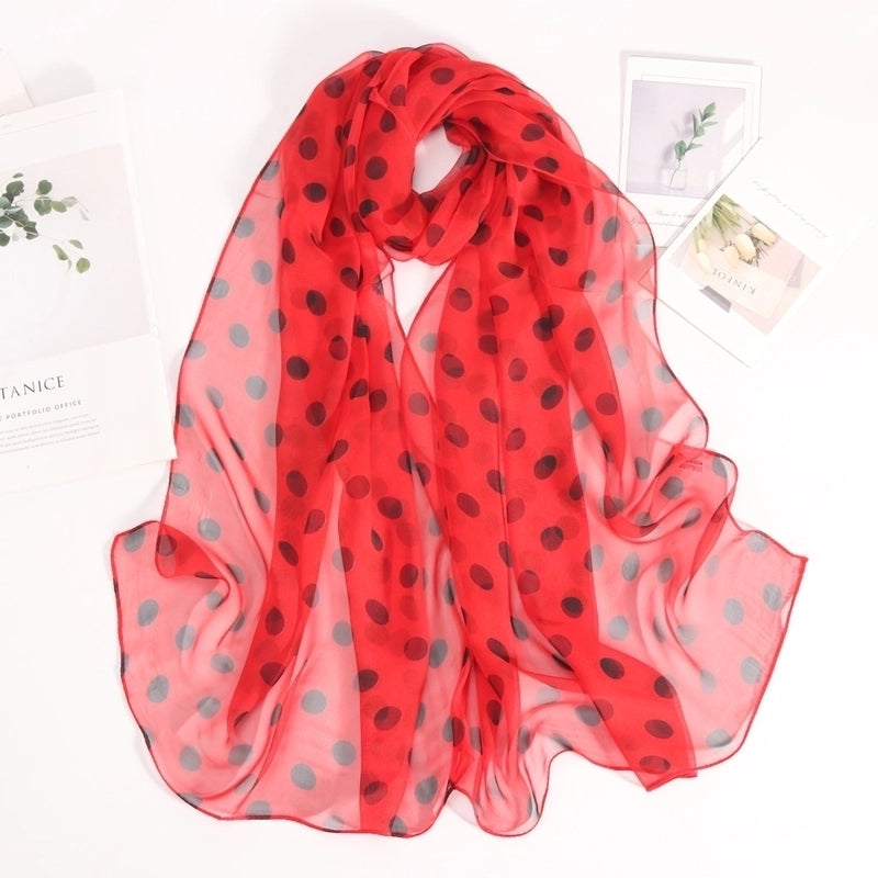 Women's Elegant Basic Minimalist Polka Dots Georgette Printing Silk Scarf