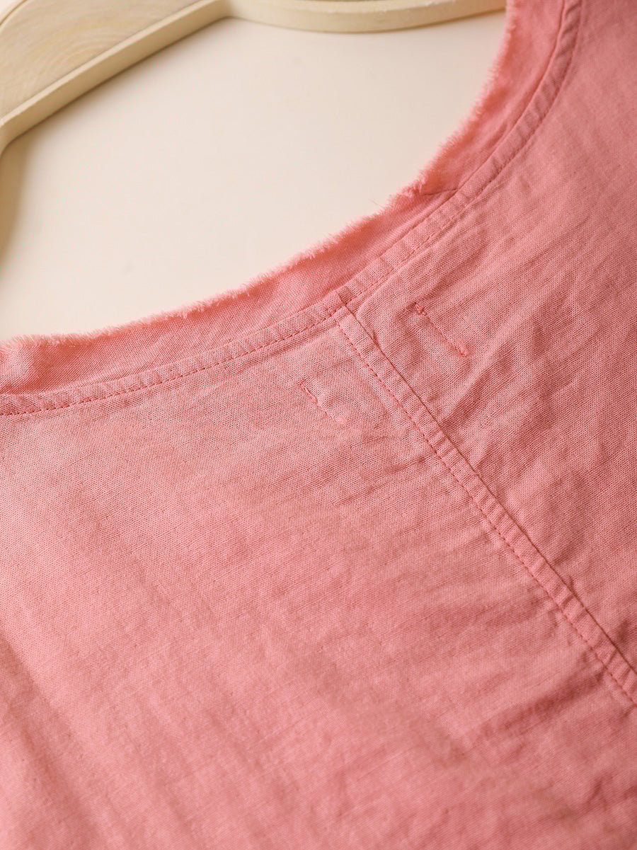 Women Summer Casual Pure Color O-Neck 100%Cotton Vest