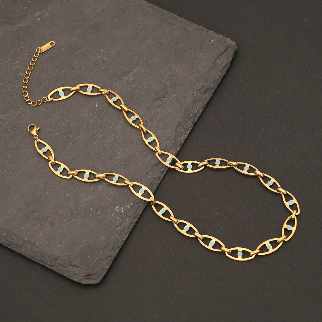 Expressive Polka Dot Stripe Circle Geometric Stainless Steel Electroplating Necklaces