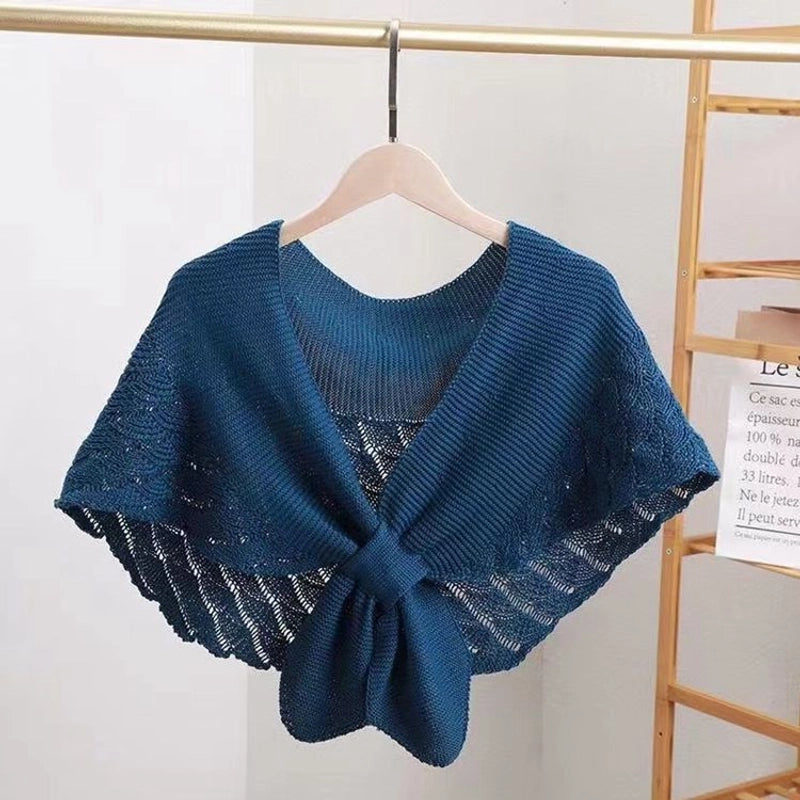 Women's Elegant Solid Color Knit Hollow Out Shawl