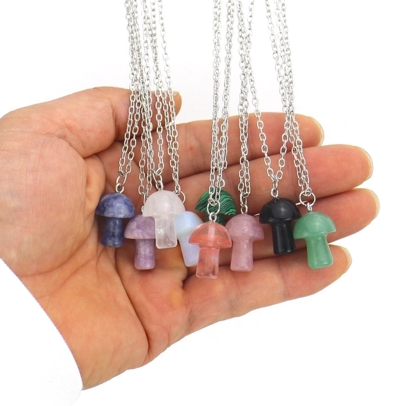Minimalist Mushroom Crystal Handmade Pendant Necklace 1 Piece
