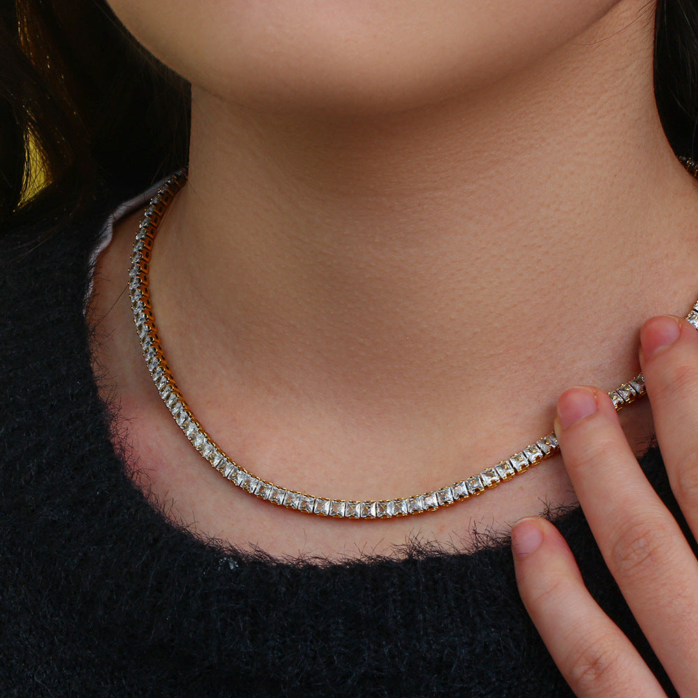 Fashion Stripe Geometric Stainless Steel 18K Gold Plated Necklaces