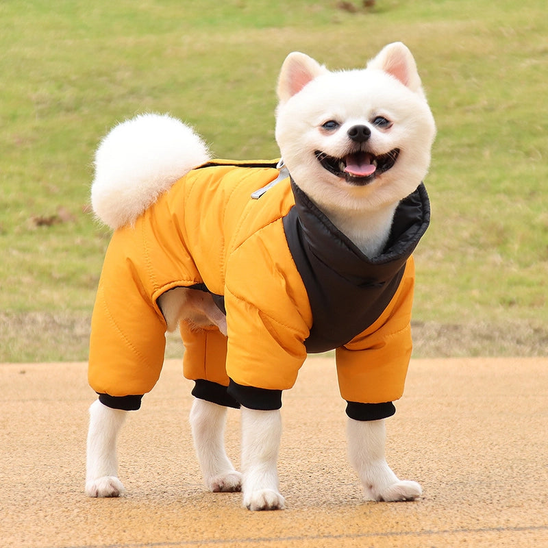 New Winter Solid Color Warm Windproof Dog Cotton Coat