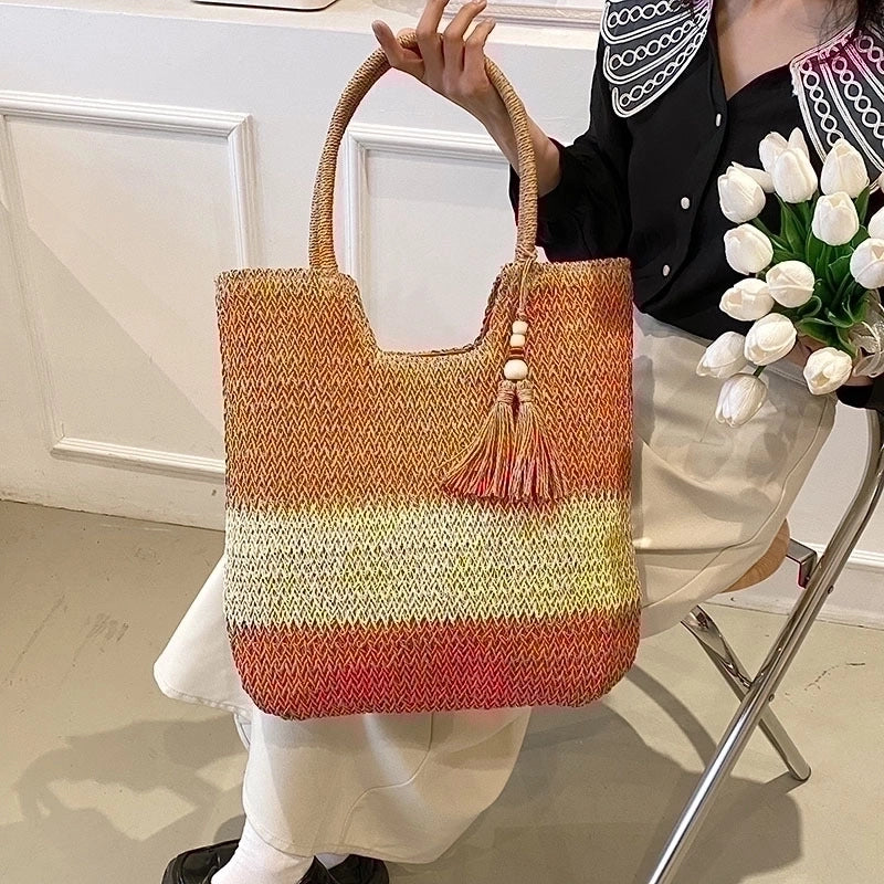 Women's Large Summer Straw Vacation Handbag