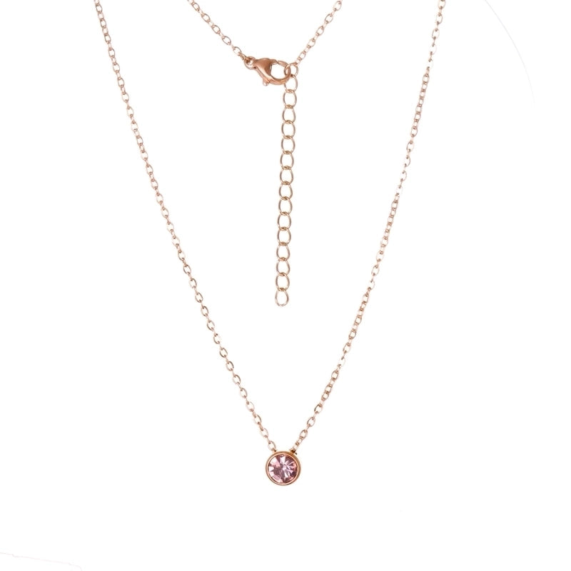 Stainless Steel 18K Gold Plated Rose Gold Plated IG Style Plating Inlay Round Birthstone Pendant Necklace