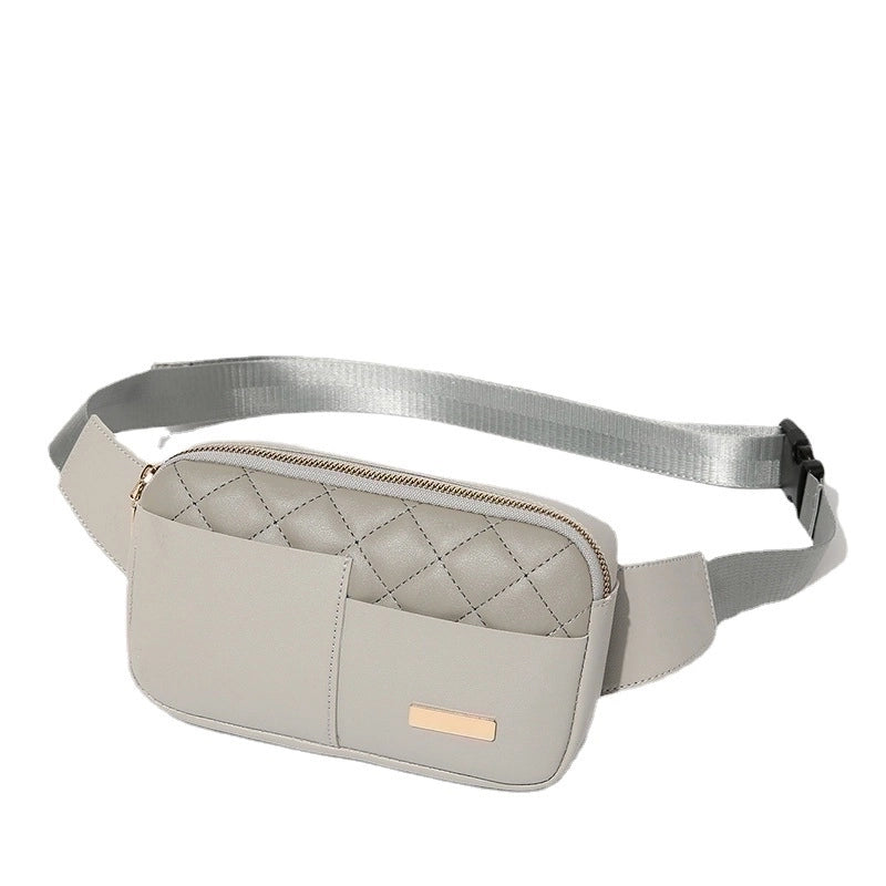 Women's Streetwear Solid Color Lingge Pu Leather Waist Bags
