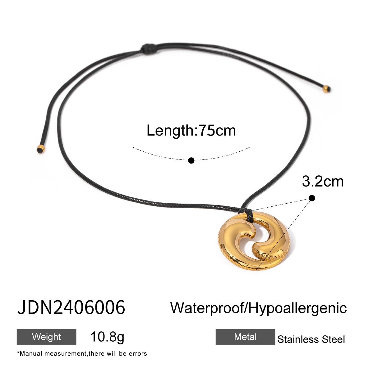 Jie Ding Black Rope Titanium Steel Necklace Niche Design Clavicle Chain Hot Style Stainless Steel