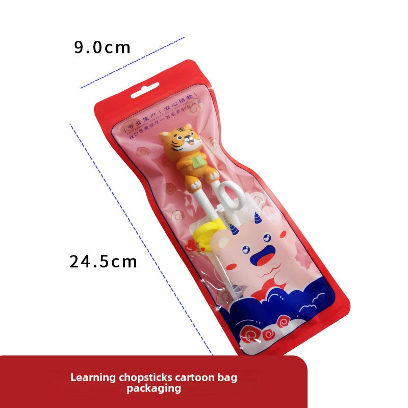 Portable Feeding Children's Tableware Set Cartoon Learning Chopsticks Training Chopsticks 304 Stainless Steel Spoon Fork
