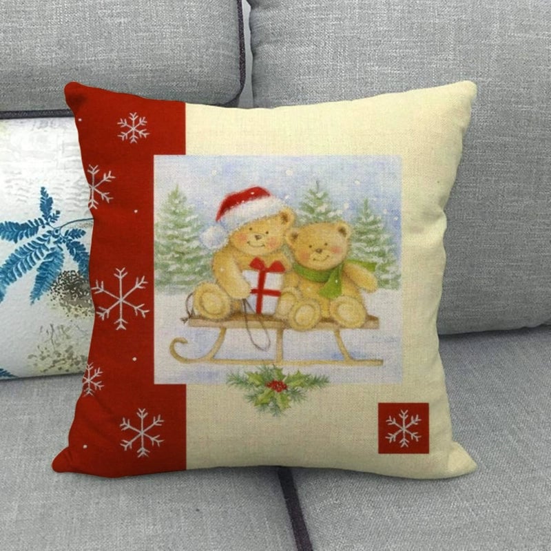 Christmas Casual Cartoon Linen Pillow Cases Couch & Sofa Decor