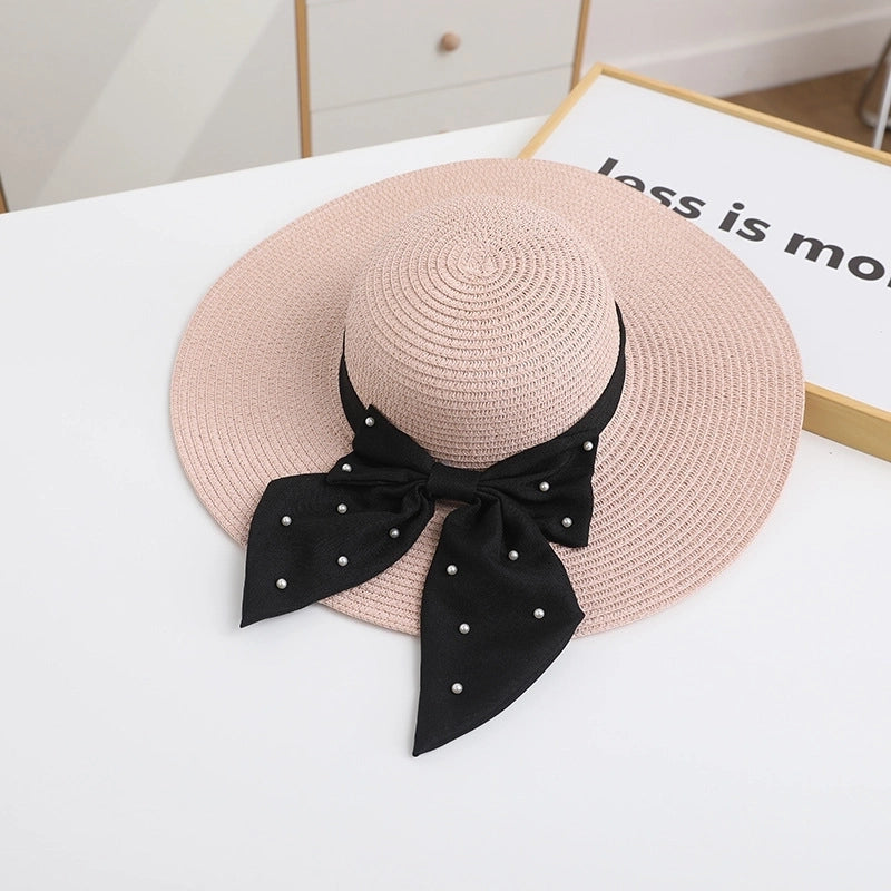 Women's Minimalist Classic Style Color Block Wide Eaves Straw Hat