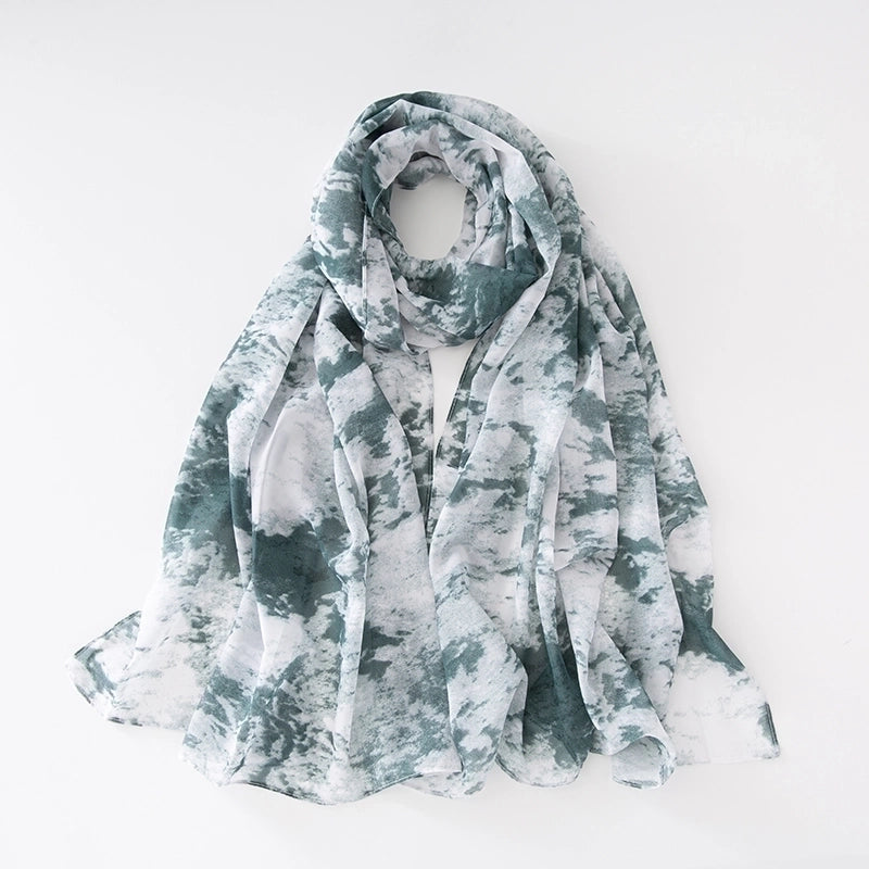 Adults Minimalist Tie Dye Chiffon Printing Dyeing Scarf