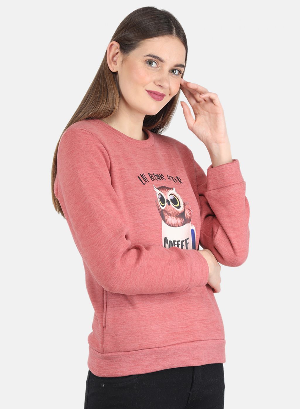 Women Orange Printed Sweatshirt