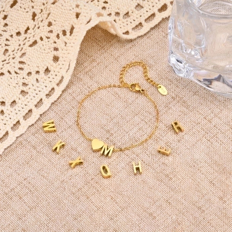 Minimalist Letter Heart Shape 304 Stainless Steel Bracelets In Bulk