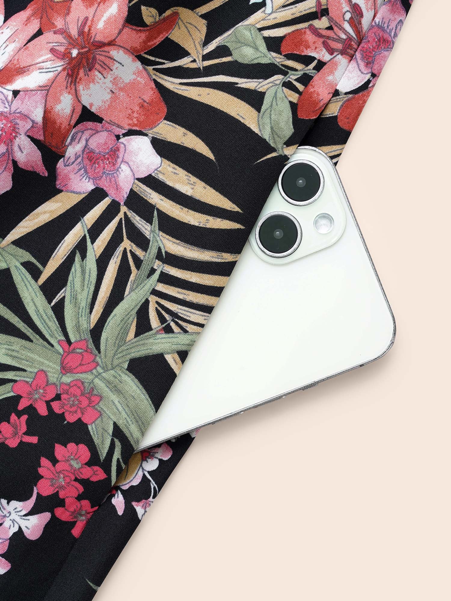 V Neck Floral Asymmetrical Hem Dress