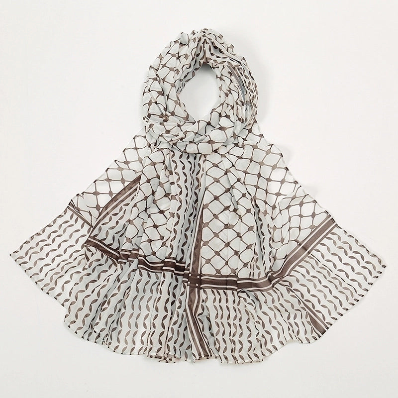 Women's Retro Lattice Chiffon Kerchief
