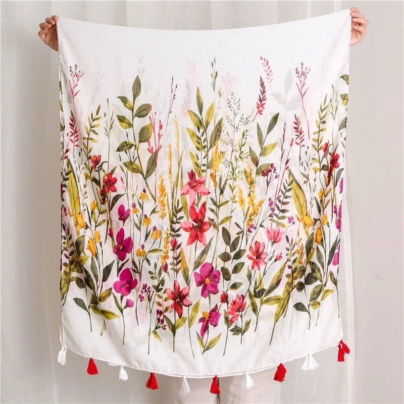 Women's Elegant Lady Flower Polyester Scarf