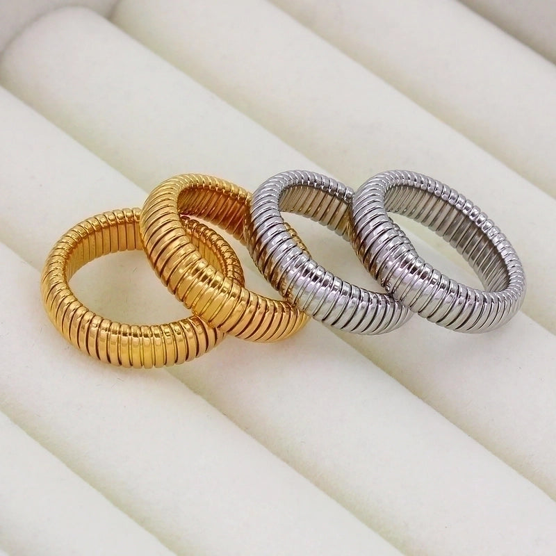 304 Stainless Steel 18K Gold Plated Vintage Style Geometric Rings