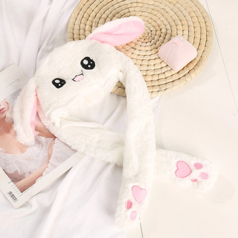 Autumn And Winter Lamb Velvet Padded Cute Bear Ears Hat Scarf Warm Scarf One-piece Warm Rabbit Hat