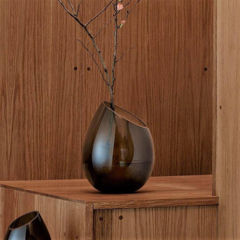 Drop Handblown Glass Vase Medium - Smoke