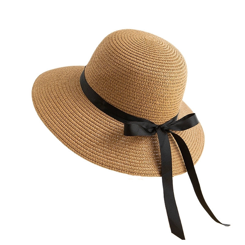 Women's IG Style Bow Knot Wide Eaves Straw Hat