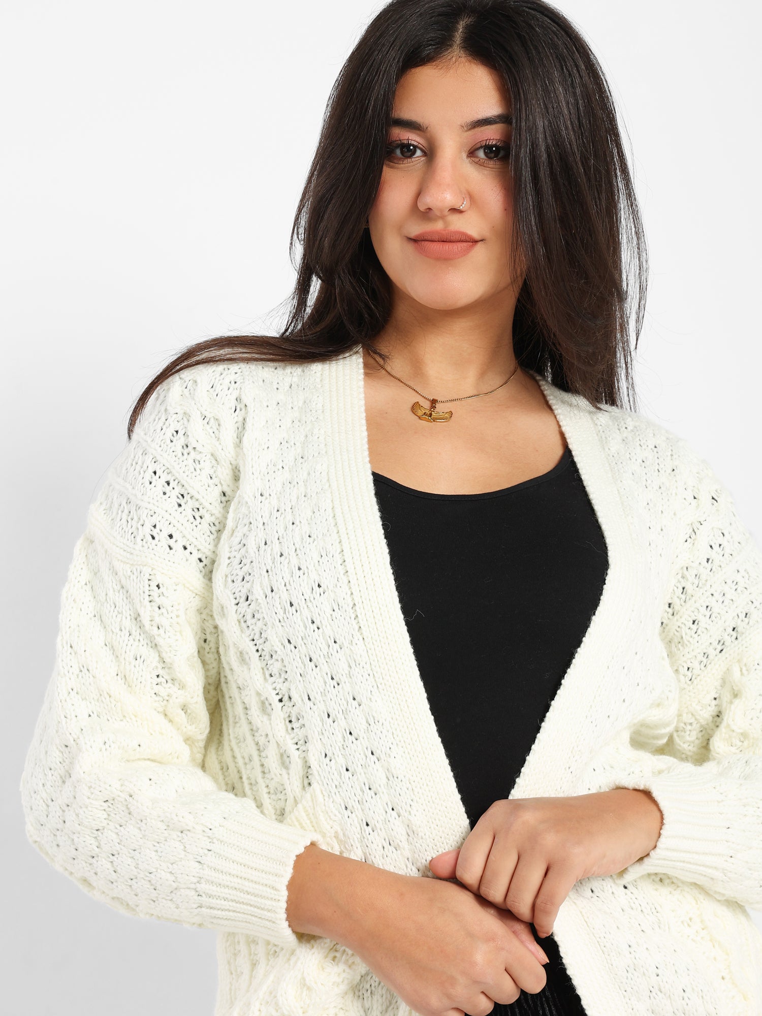 Textured Medium Length Cardigan