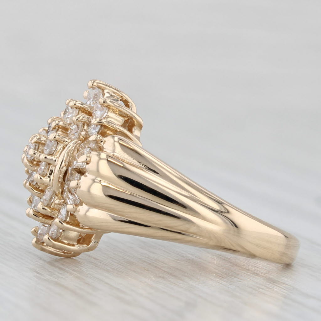 1ctw Diamond Cluster Ring 14k Yellow Gold Size 5