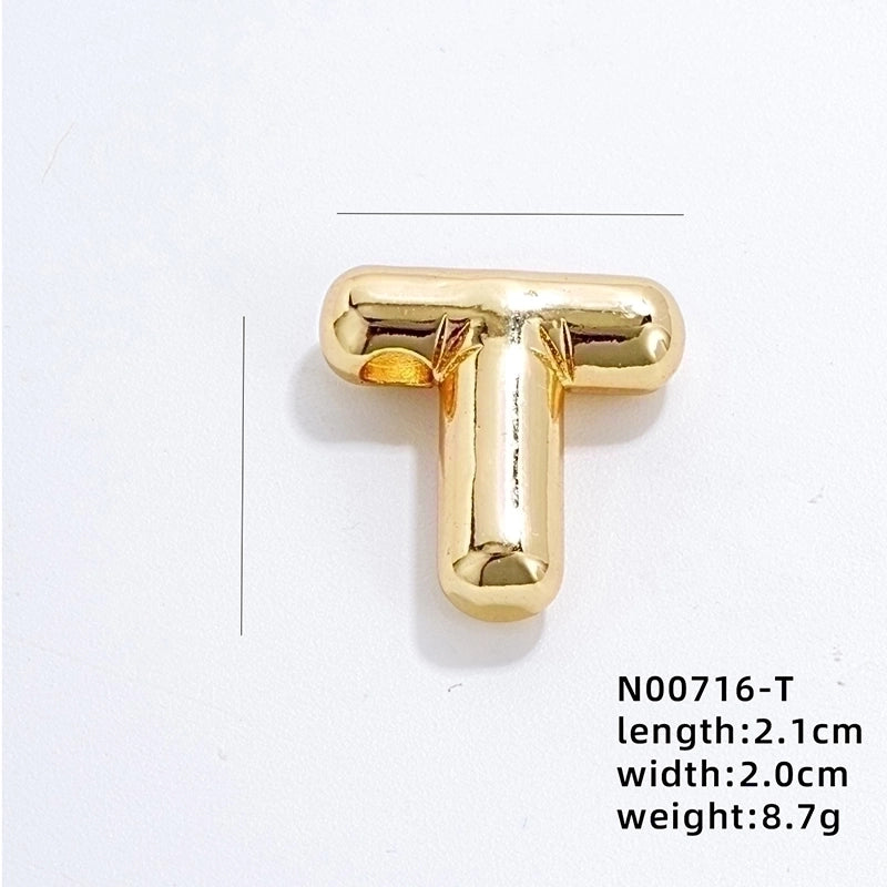 304 Stainless Steel Copper Gold Plated IG Style Minimalist Polishing Plating Letter Charms