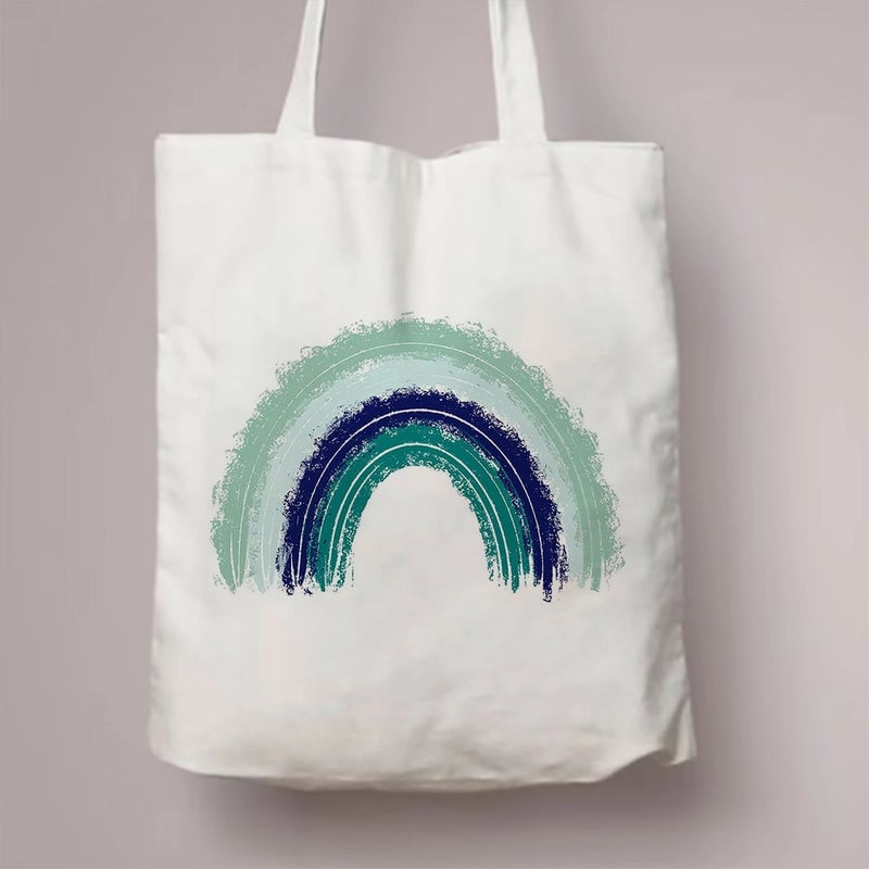 Women's Canvas Rainbow Red Heart Cute Square Open Canvas Bag
