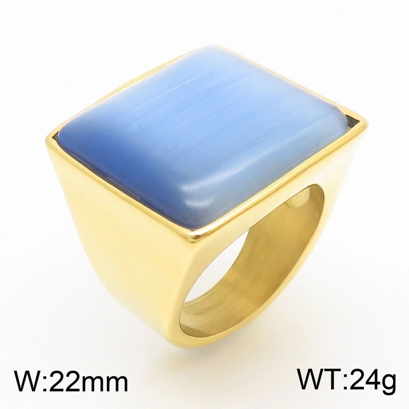 Vintage Style Geometric Square Stainless Steel 18K Gold Plated Plating Rings