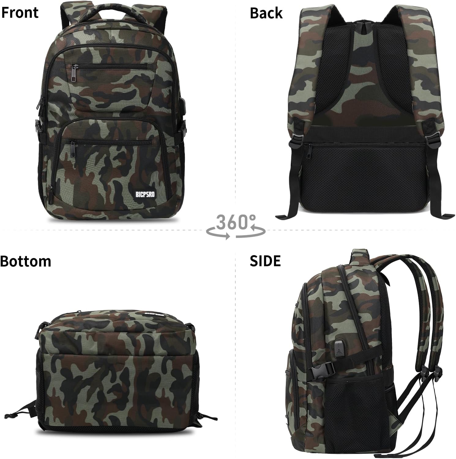 Black backpack for school, School Backpack for boys teens, Backpacks for men, College high middle school bookbag Fits15.6 Inch Laptop with USB Charging Port, Boys backpack, Book bag