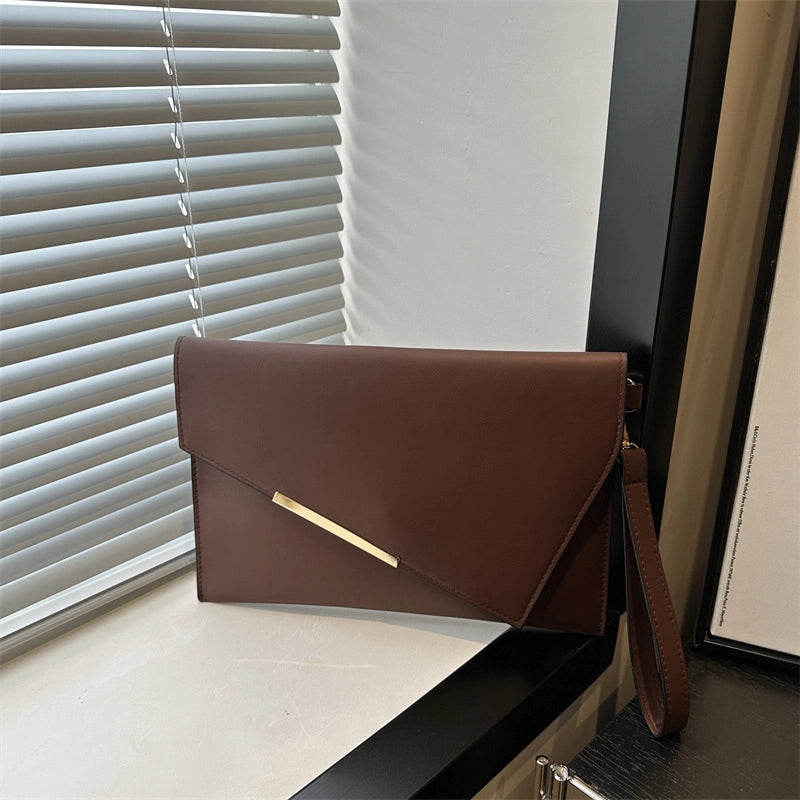 Women's Pu Leather Solid Color Elegant Square Zipper Envelope Bag