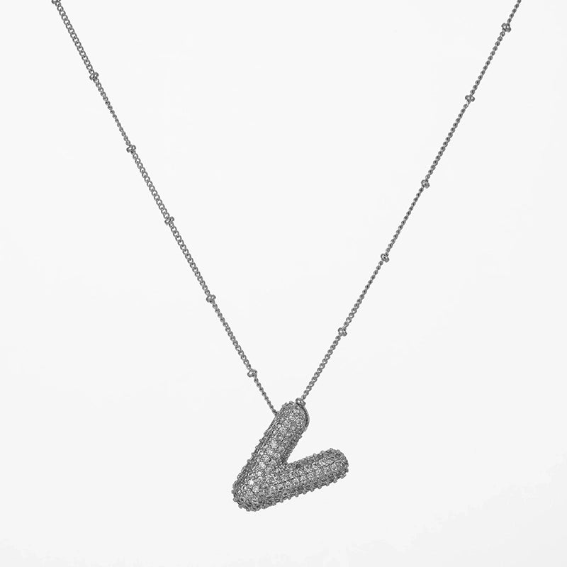 Copper Gold Plated Silver Plated IG Style Minimalist Plating Inlay Letter Zircon Pendant Necklace