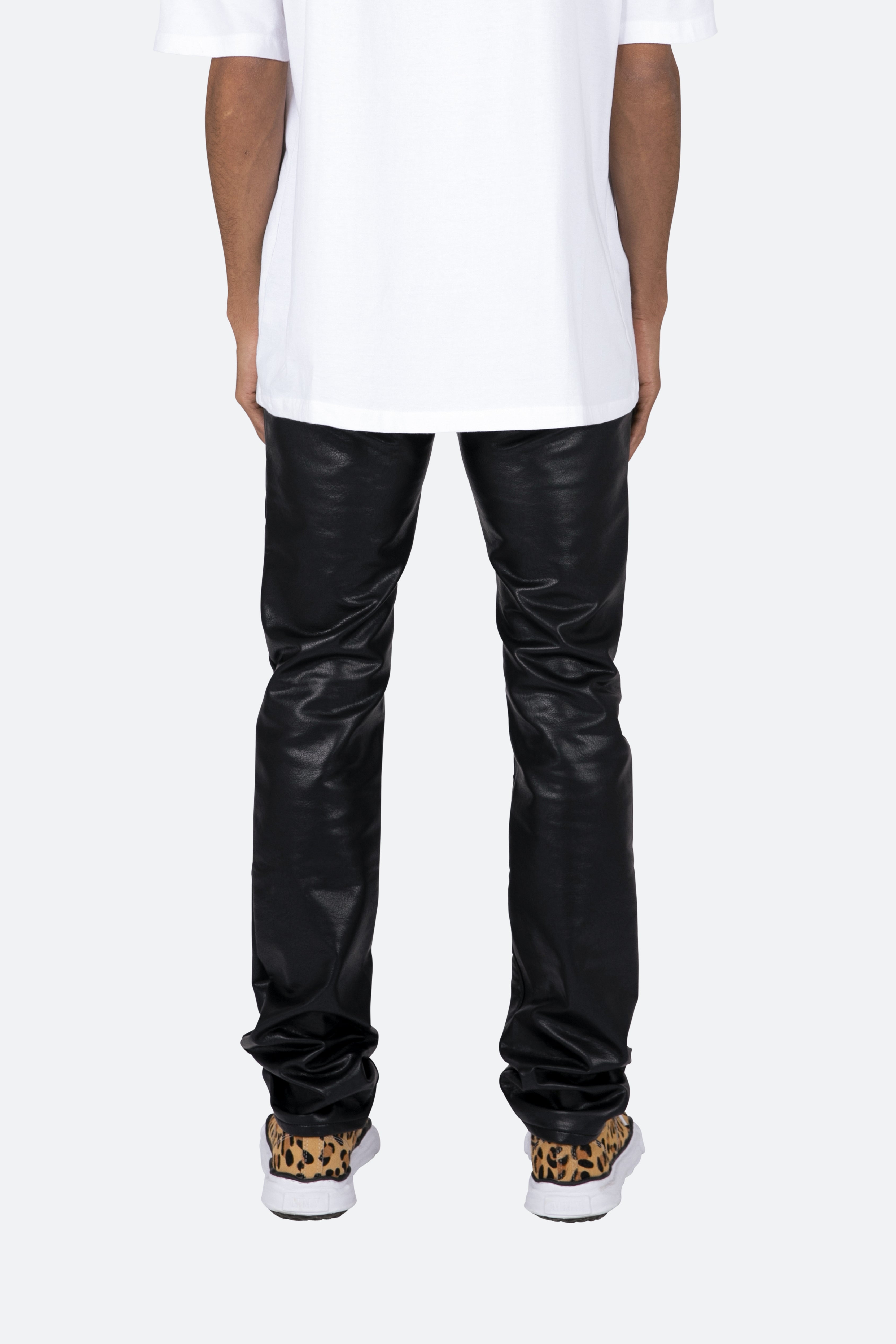 D481 Leather Straight Pants - Black